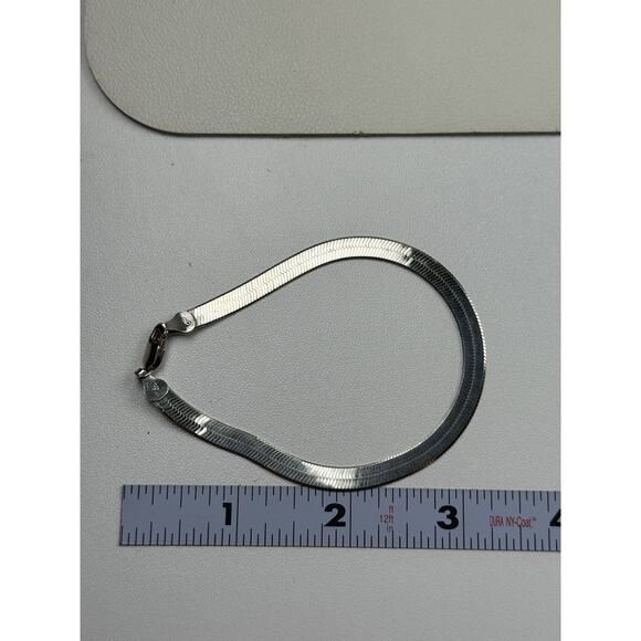 IBB Sterling Silver Bracelet Flat Snake Chain 8" Italy 1/4" Width - Picture 2 of 7